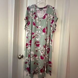 Lane Bryant ~ Green Cotton A-Line Dress (26/28)
